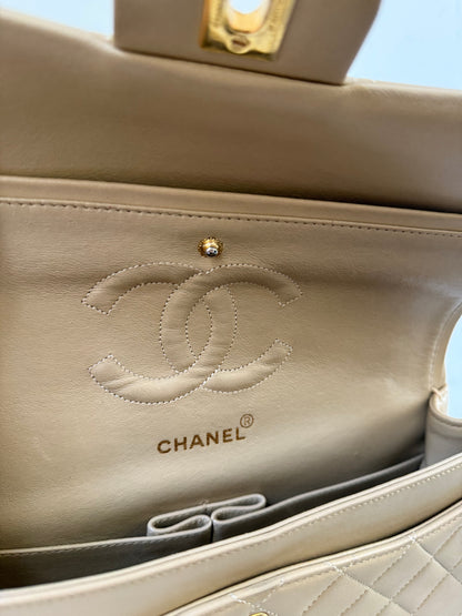 Chanel medium beige flap bag 1 series