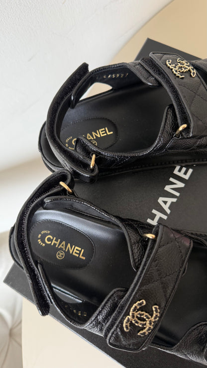 Chanel caviar dad sandals size 38