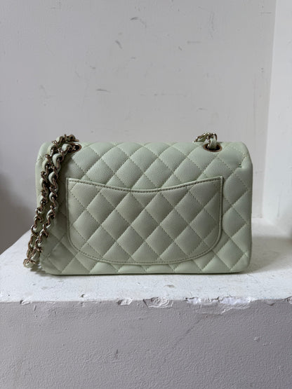 Chanel small caviar mint green flapbag 2023