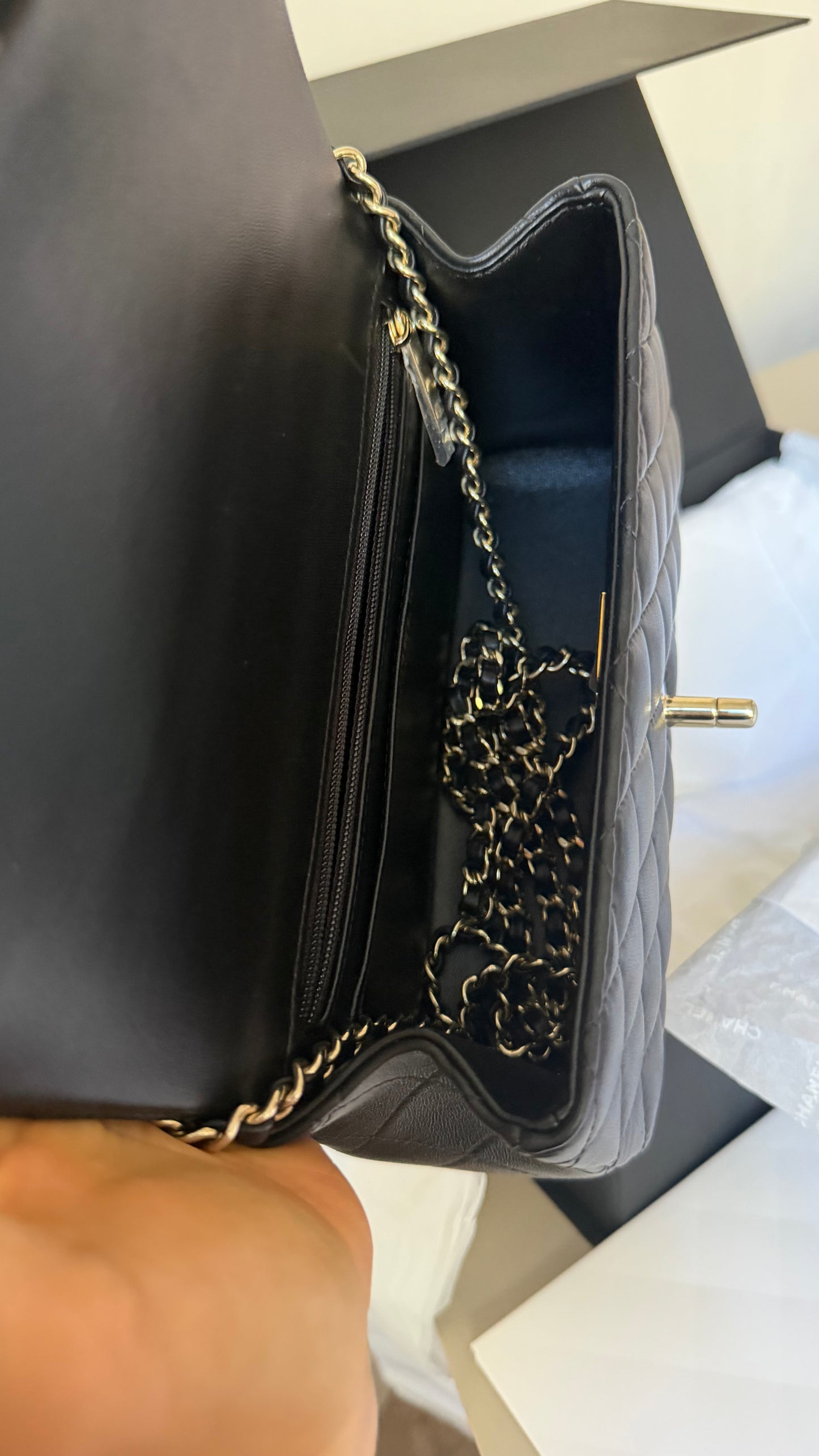 Chanel mini top handle black full set