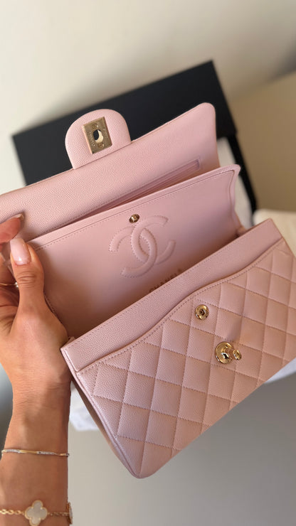 Chanel baby pink small caviar double flapbag