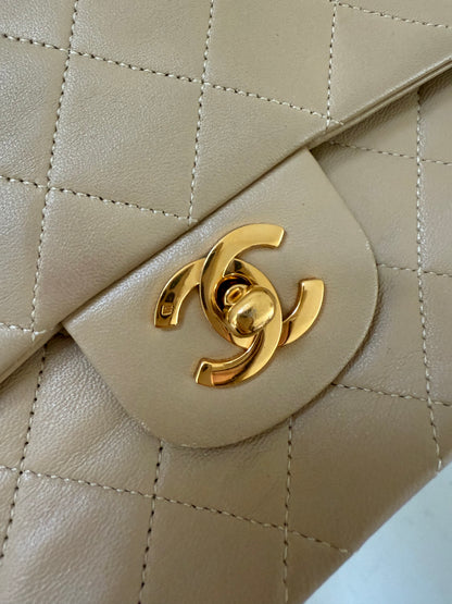 Chanel medium beige flap bag 1 series