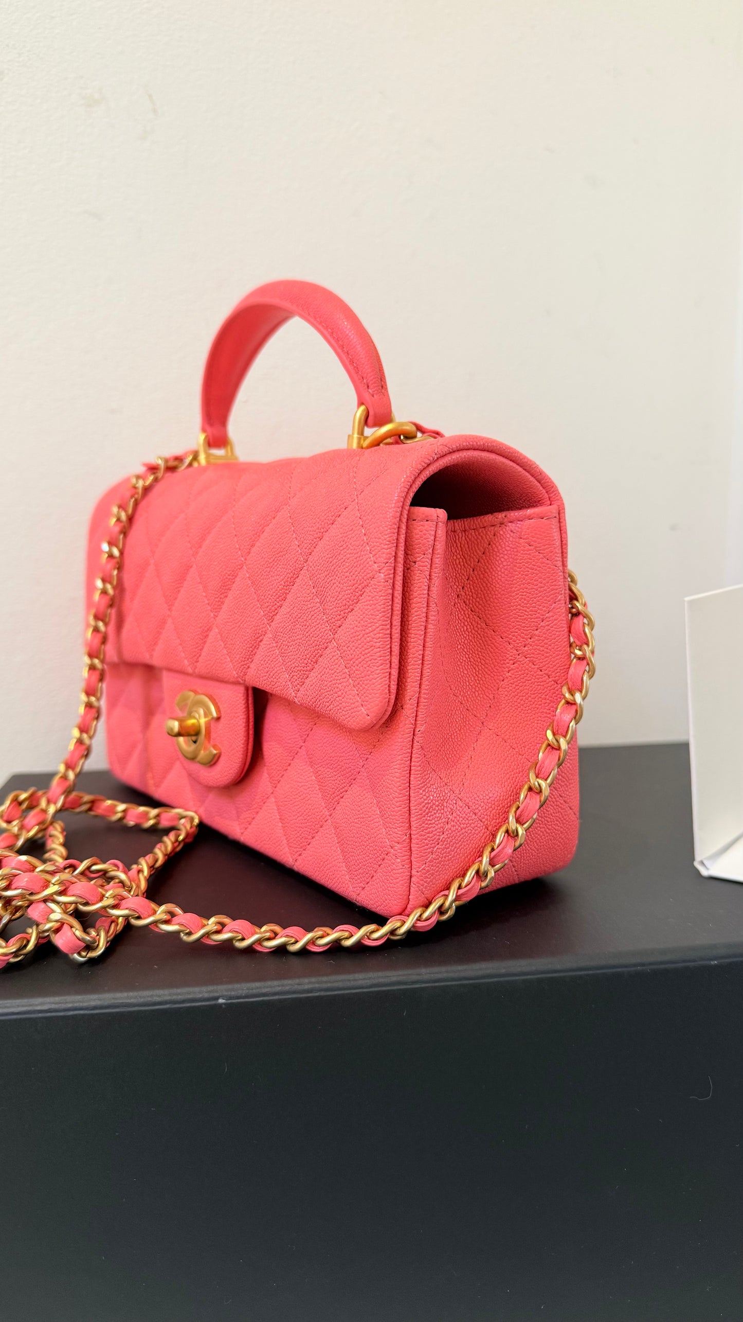 Chanel mini top handle pink caviar 31 serie (2021) full new set