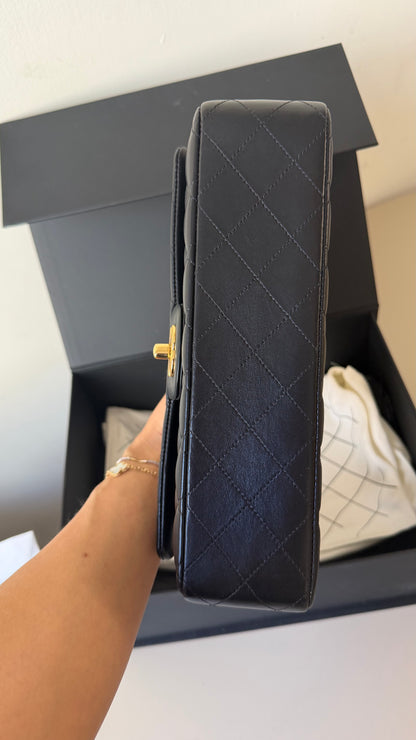 Chanel lambskin medium double flapbag chip