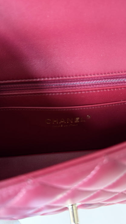 Chanel mini top handle burgundy