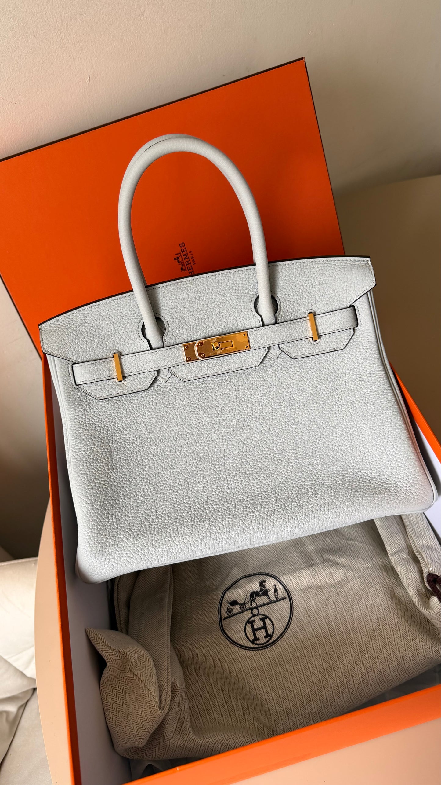 Hermes Birkin 30 blue pâle B stamp full set