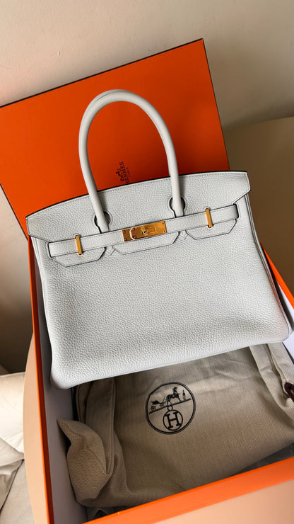 Hermes Birkin 30 blue pâle B stamp full set