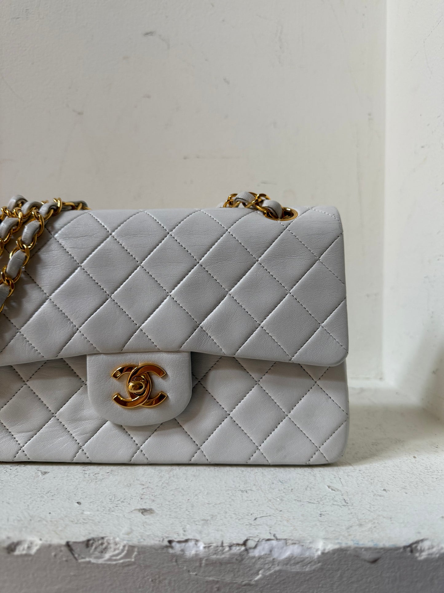 Chanel white small vintage lambskin