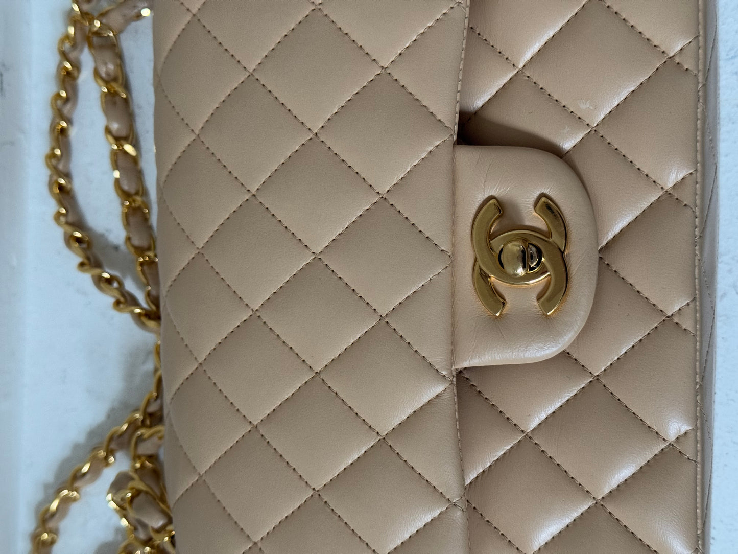 Chanel medium flap bag in beige 2009