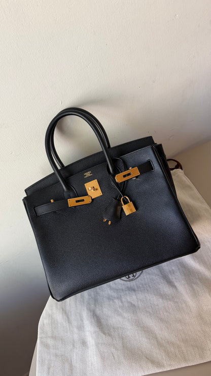 Birkin 30 Epsom Black with gold hardware C stamp
