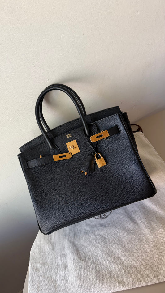 Birkin 30 Epsom Black with gold hardware C stamp