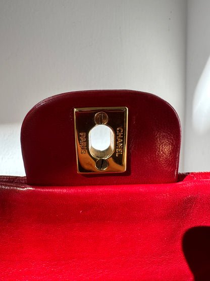 Chanel small flap bag red