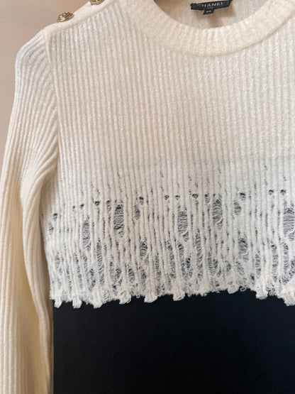 Chanel white/black cashmere dress size 34