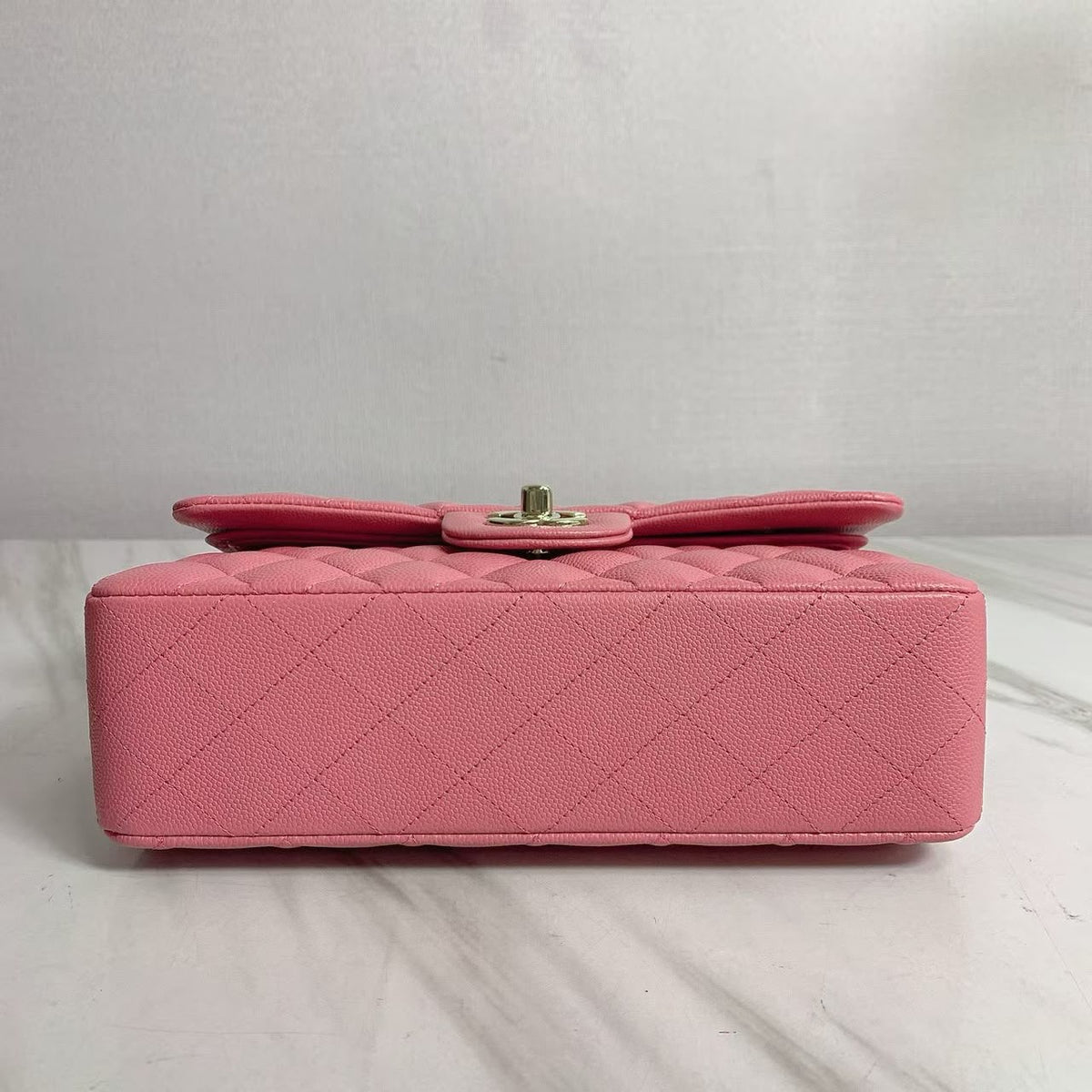 Chanel small pink caviar classic flapbag chip
