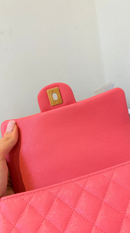 Chanel mini top handle pink caviar 31 serie (2021) full new set