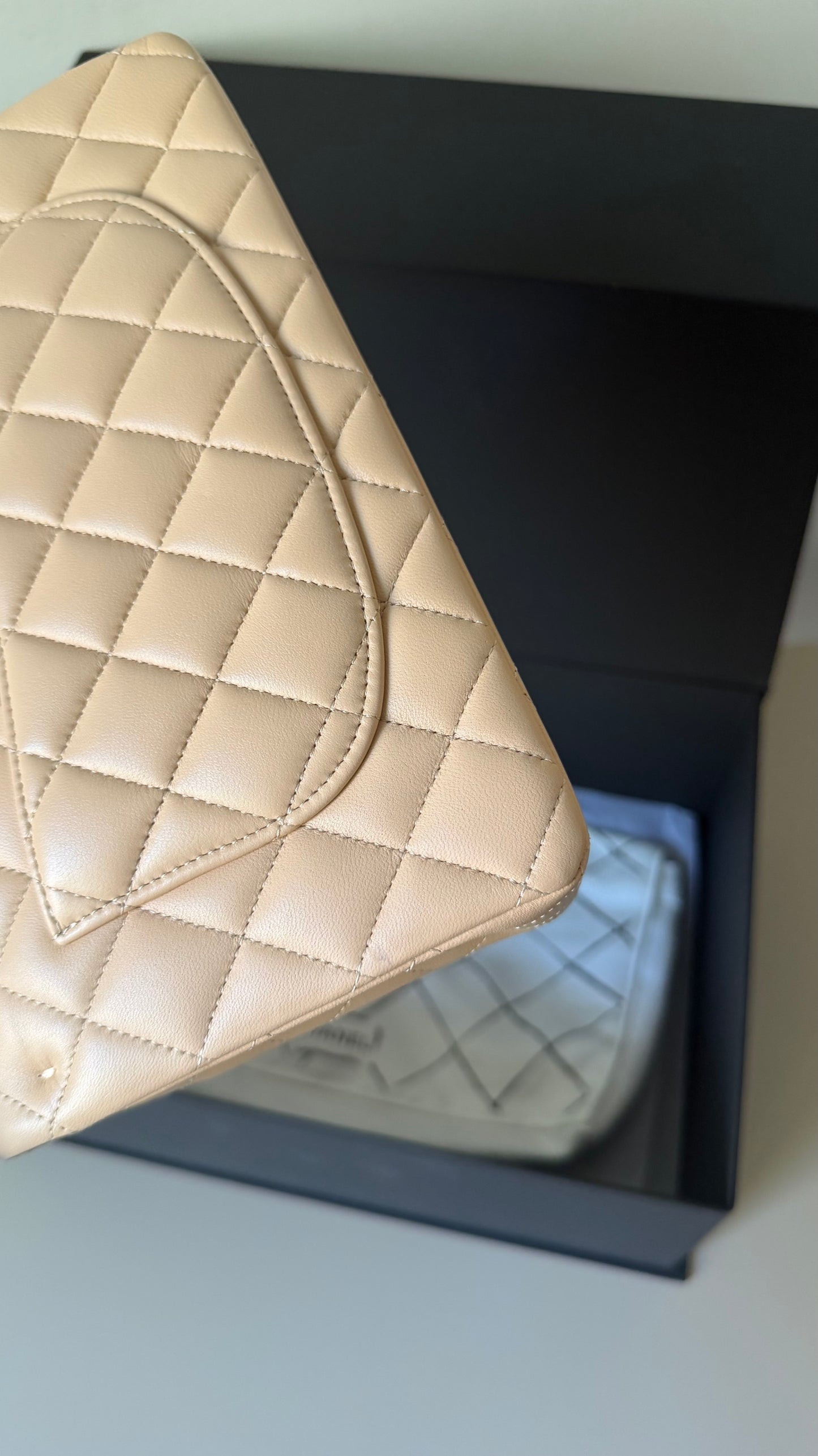 Chanel lambskin small classic double flapbag with chip and invoice