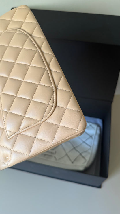 Chanel lambskin small classic double flapbag with chip and invoice