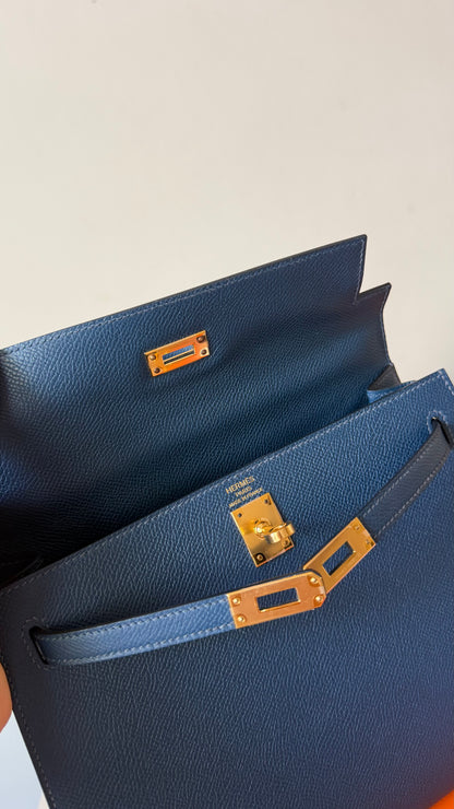 Hermes Kelly 25 blue de prusse W stamp full set