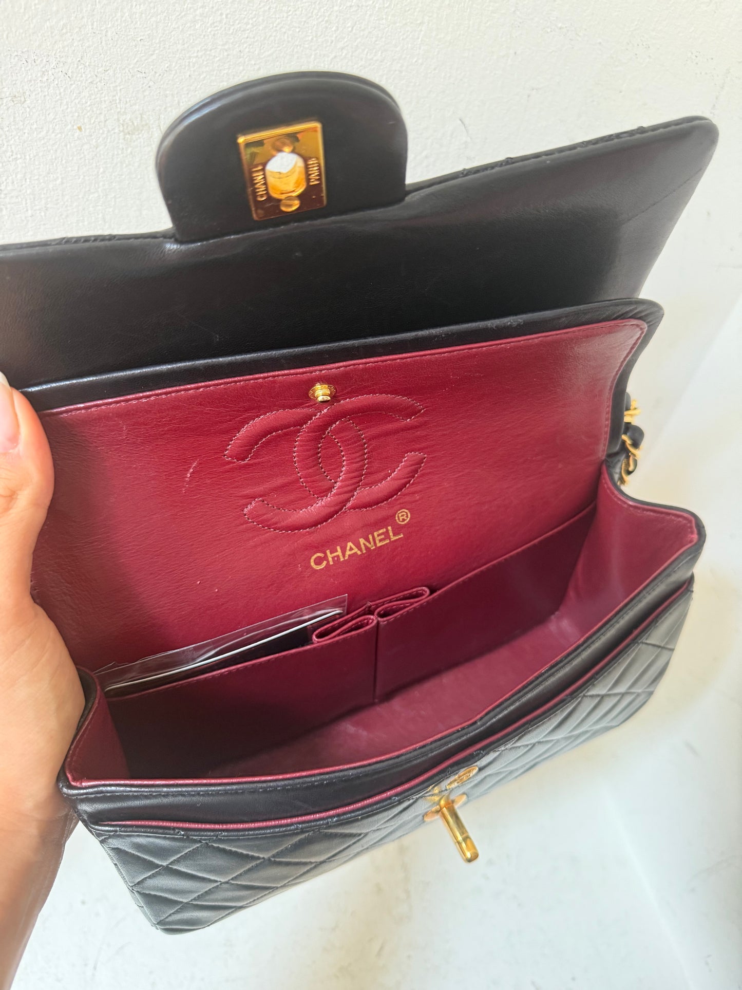 Chanel black small lambskin 0 series