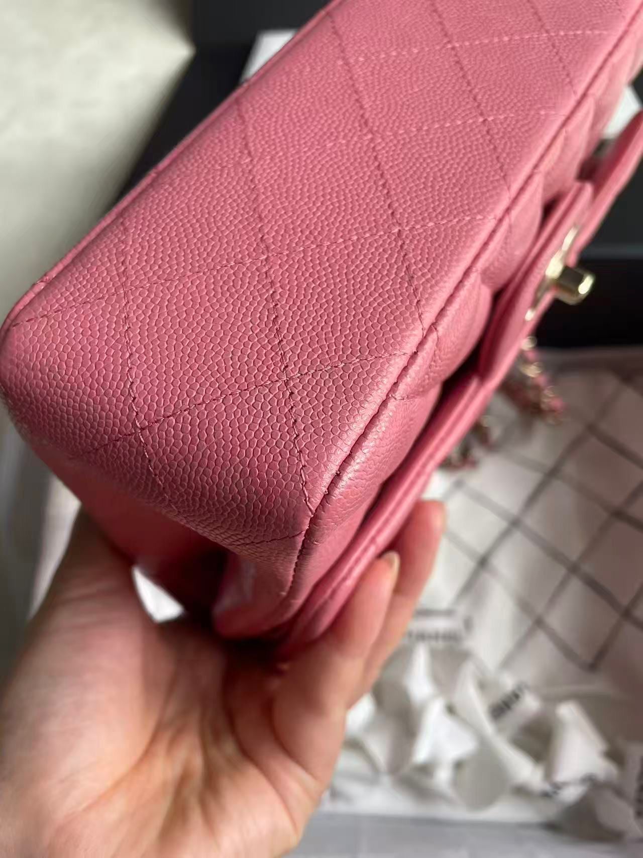 Pink Chanel small caviar double flapbag