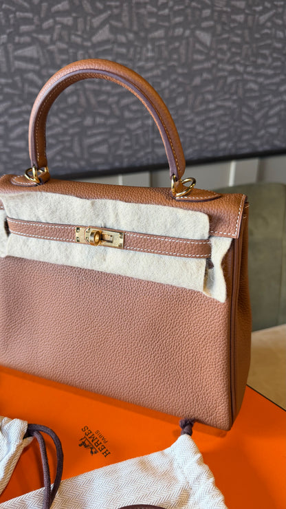 Kelly gold Togo leather gold hardware stamp Y - full set invoice