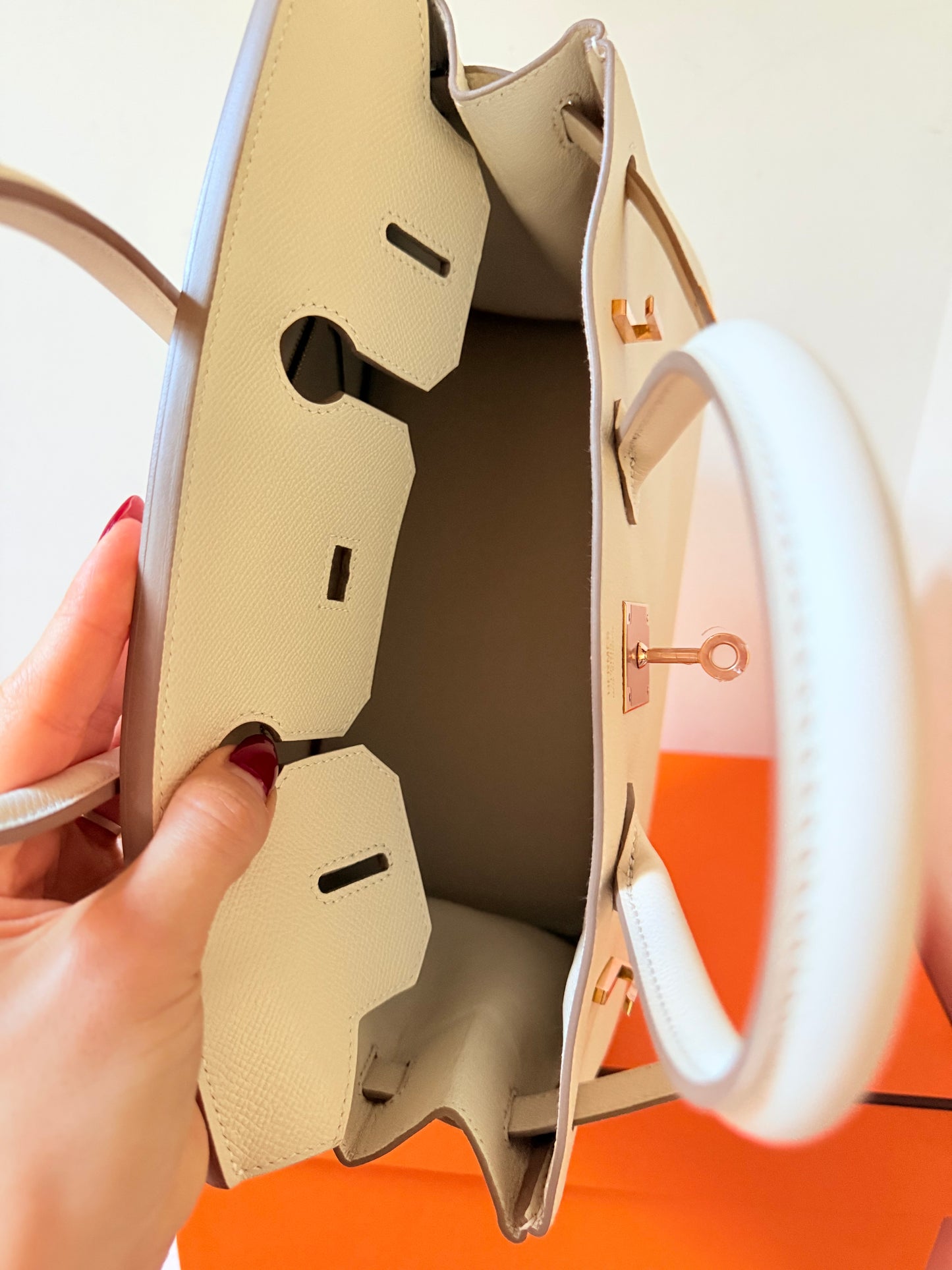 Birkin 30 craie epsom rose gold hardware full set