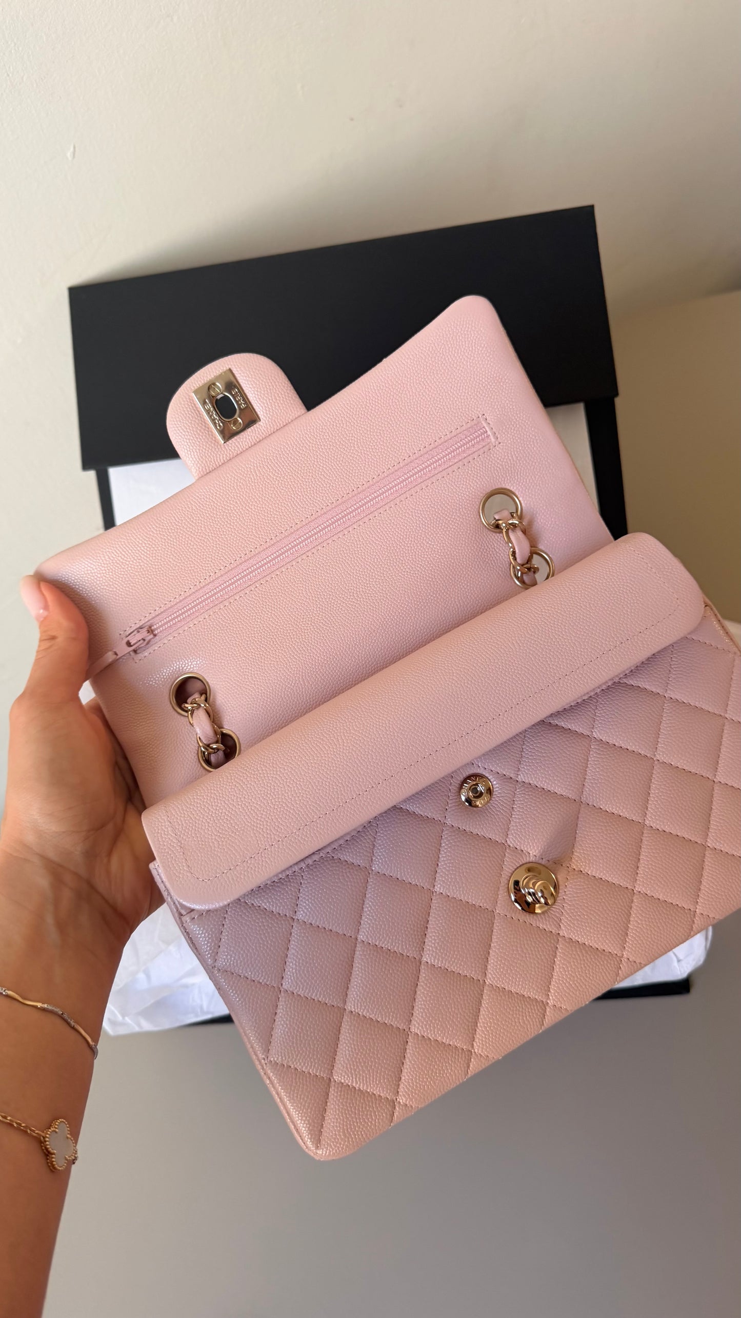 Chanel baby pink small caviar double flapbag