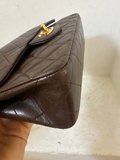 Chanel small chocolate vintage flap bag