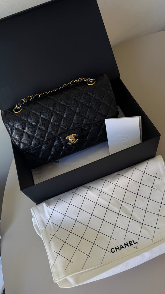 Chanel medium caviar classic double flapbag 2024 full set