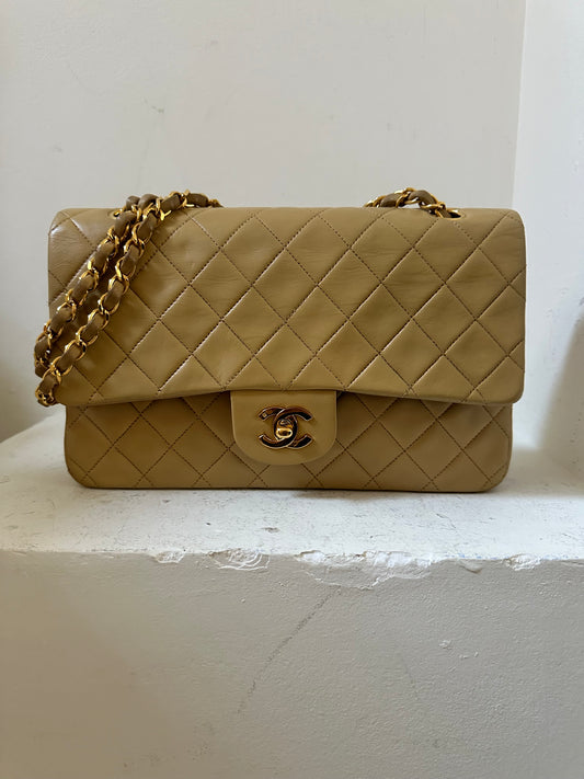 Chanel beige medium flap bag