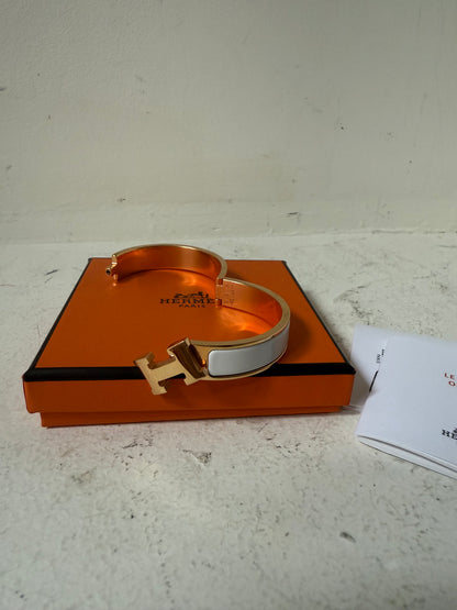 Hermes clic H bracelet white rose gold