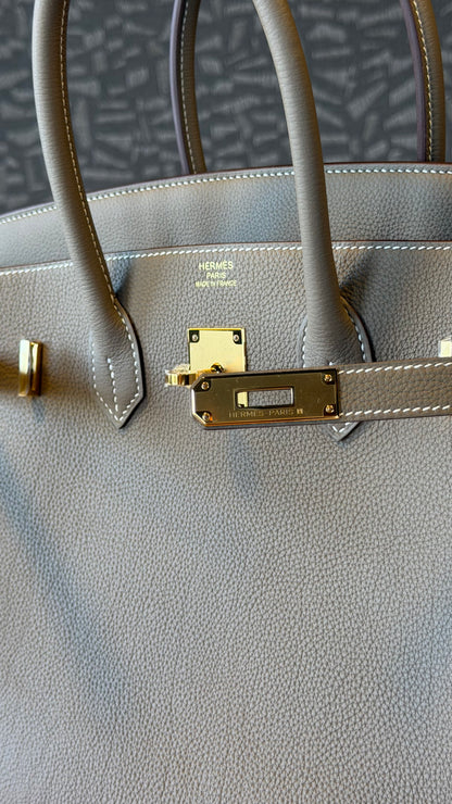 Hermes Birkin 35 etoupe with gold hardware - brand new - K stamp