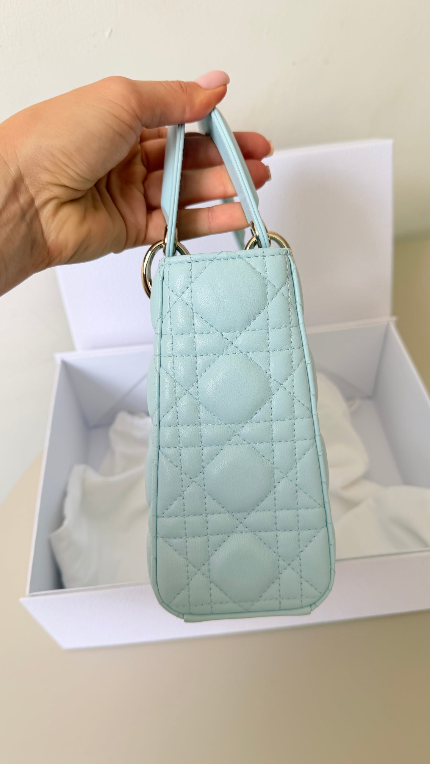 Lady dior small baby blue new