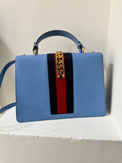 Gucci blue sylvie bag medium size