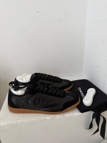 Chanel black sneakers size 38.5