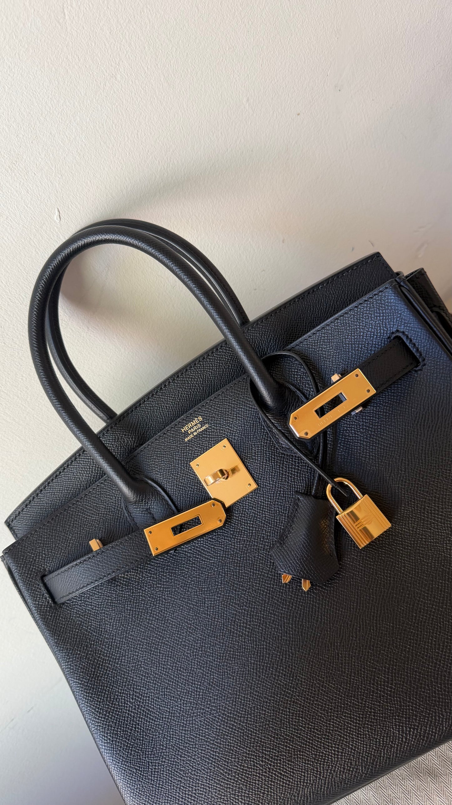 Birkin 30 Epsom Black with gold hardware C stamp