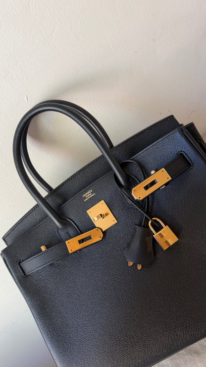 Birkin 30 Epsom Black with gold hardware C stamp