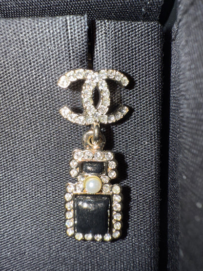 Chanel earrings CC perfume bottle