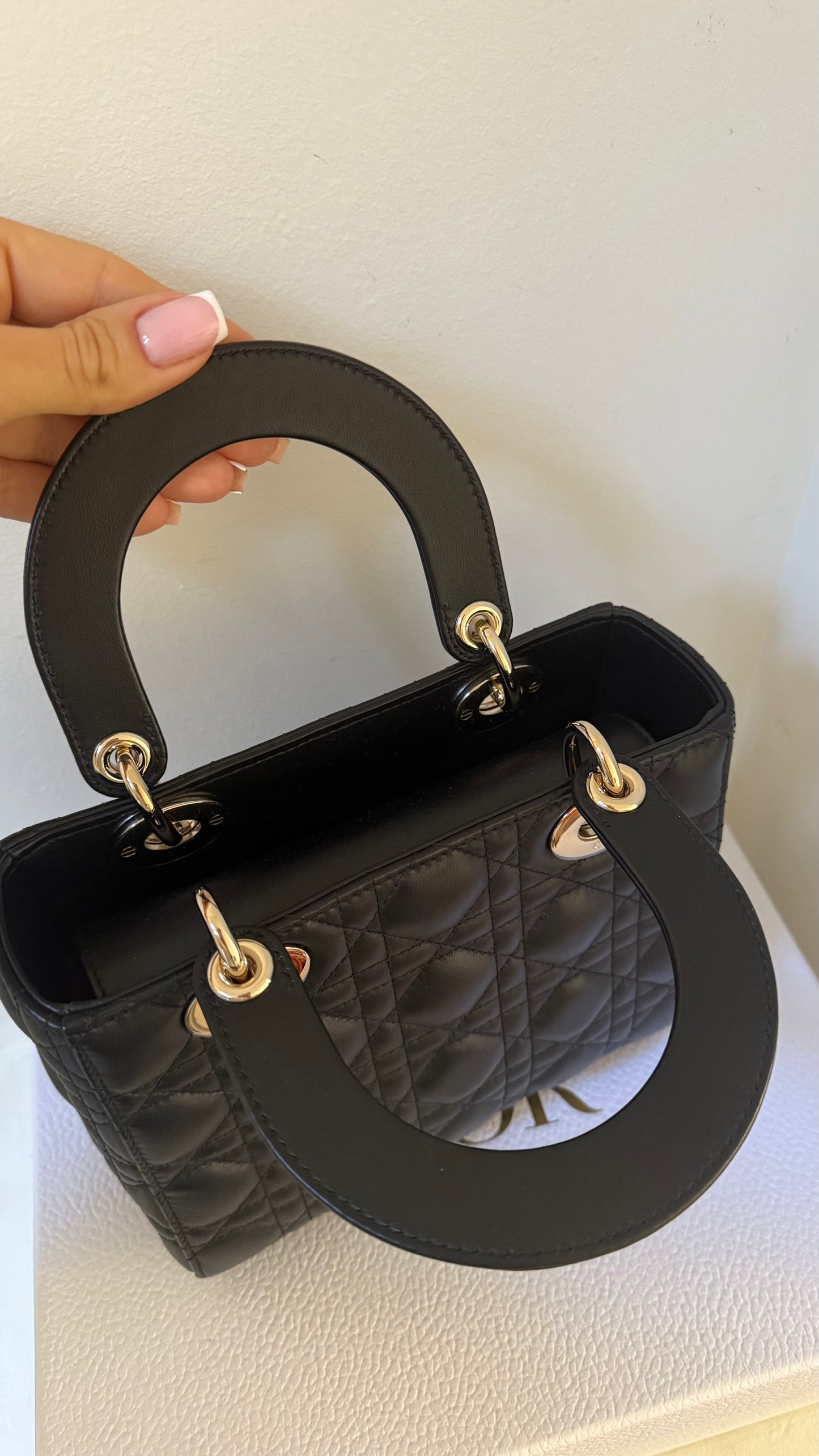 Lady dior small black lambskin