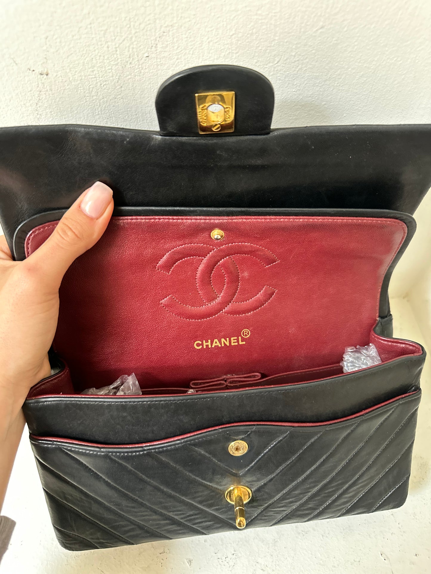 Chanel medium v-stitch flap bag