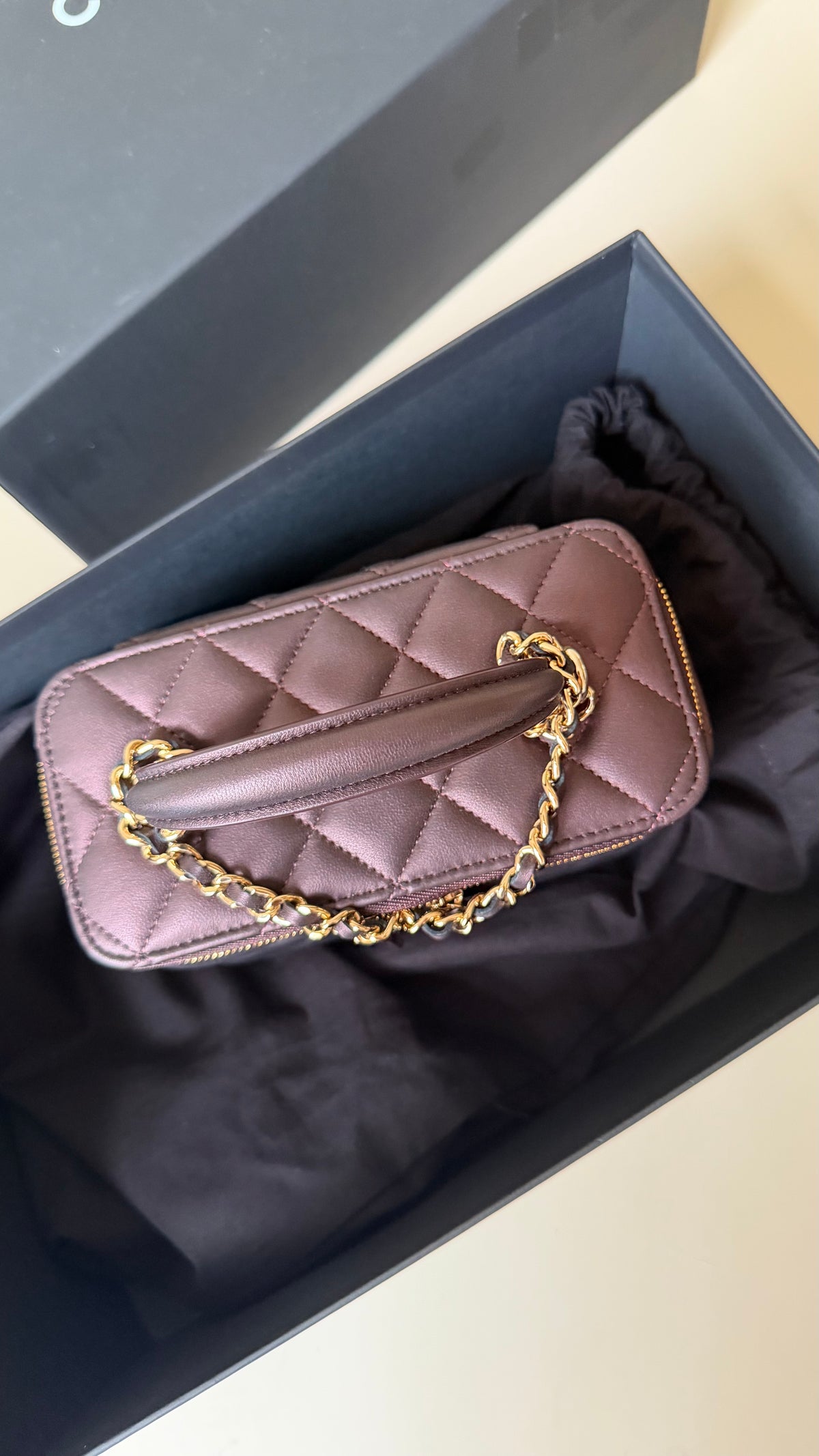 Chanel burgundy vanity case - new - dustbag box