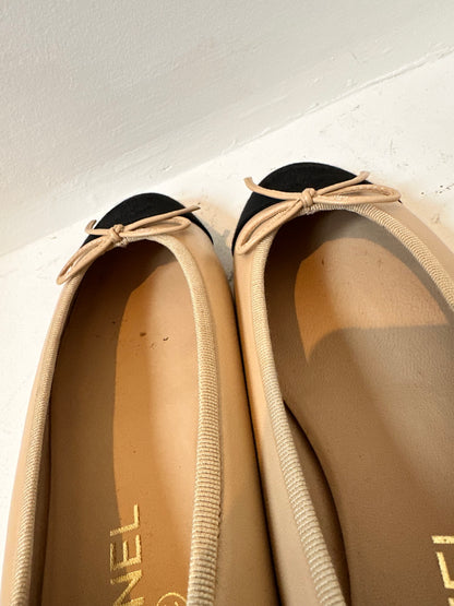 Chanel used pair beige ballerinas size 37,5