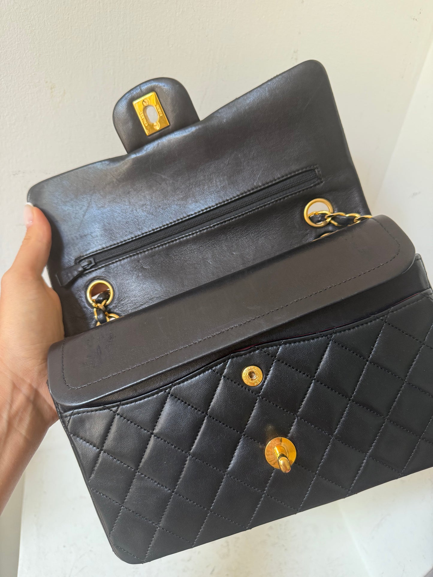 Chanel black small lambskin 0 series