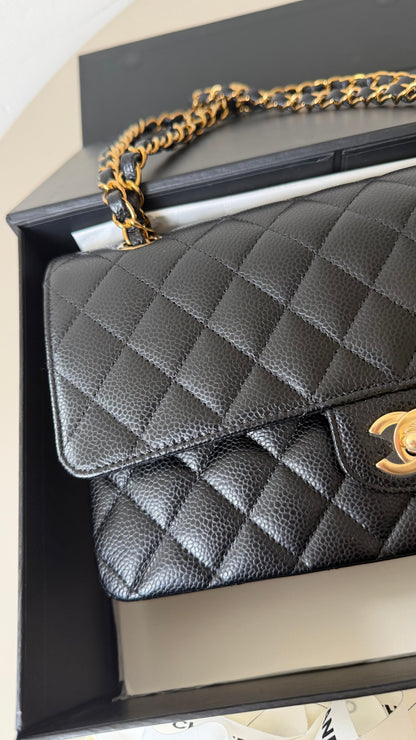 Chanel medium caviar double flapbag with chip