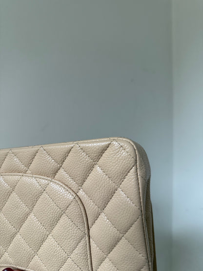 Chanel beige caviar medium flap