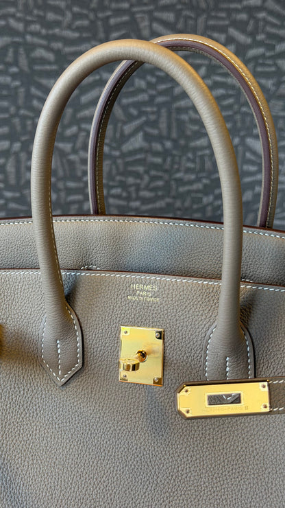 Hermes Birkin 35 etoupe with gold hardware - brand new - K stamp