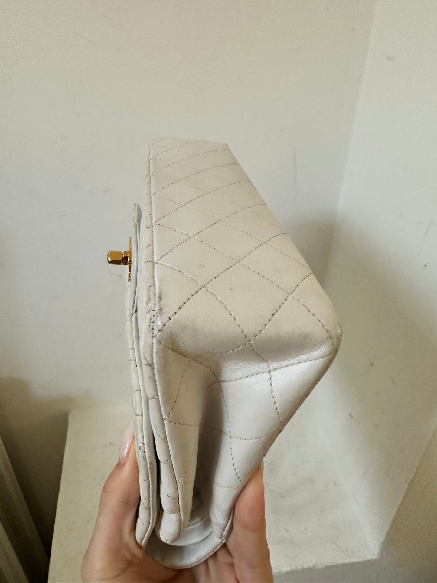 Chanel ecru medium classic flap vintage