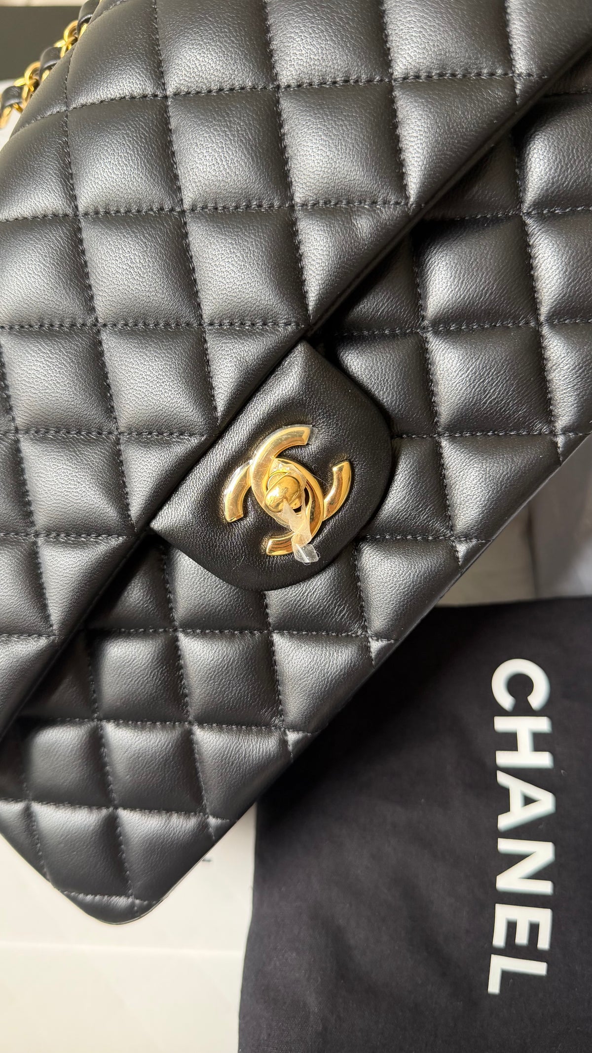 Chanel 2025 black medium lambskin classic flapbag