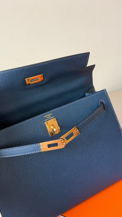 Hermes Kelly 25 blue de prusse W stamp full set