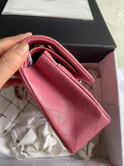 Pink Chanel small caviar double flapbag